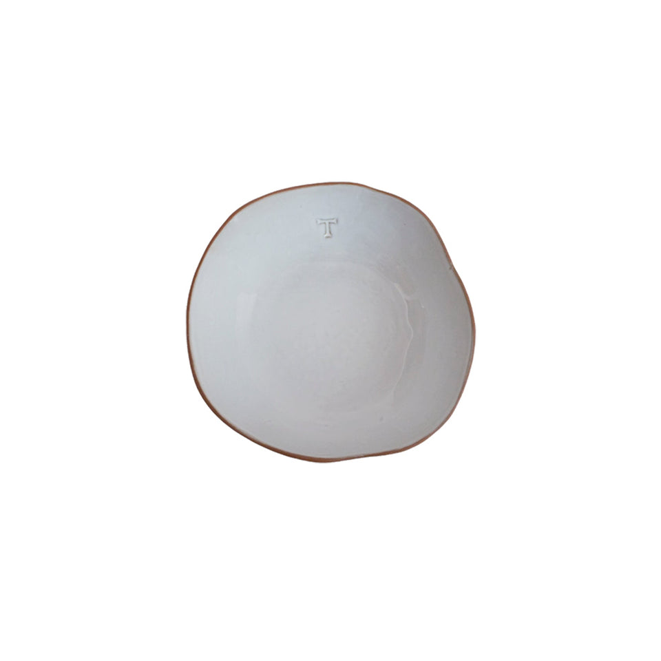 16 CM ORGANIC SOUP PLATE - WHITE GLASS TERRACOTTA