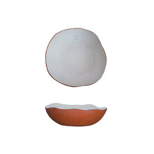 16 CM ORGANIC SOUP PLATE - WHITE GLASS TERRACOTTA
